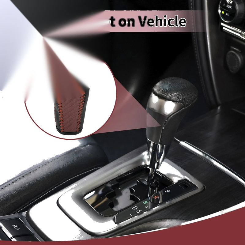 QX56 1 Pc Gear Shift Knob Cover Black Brown Faux Leather (2011-2013)