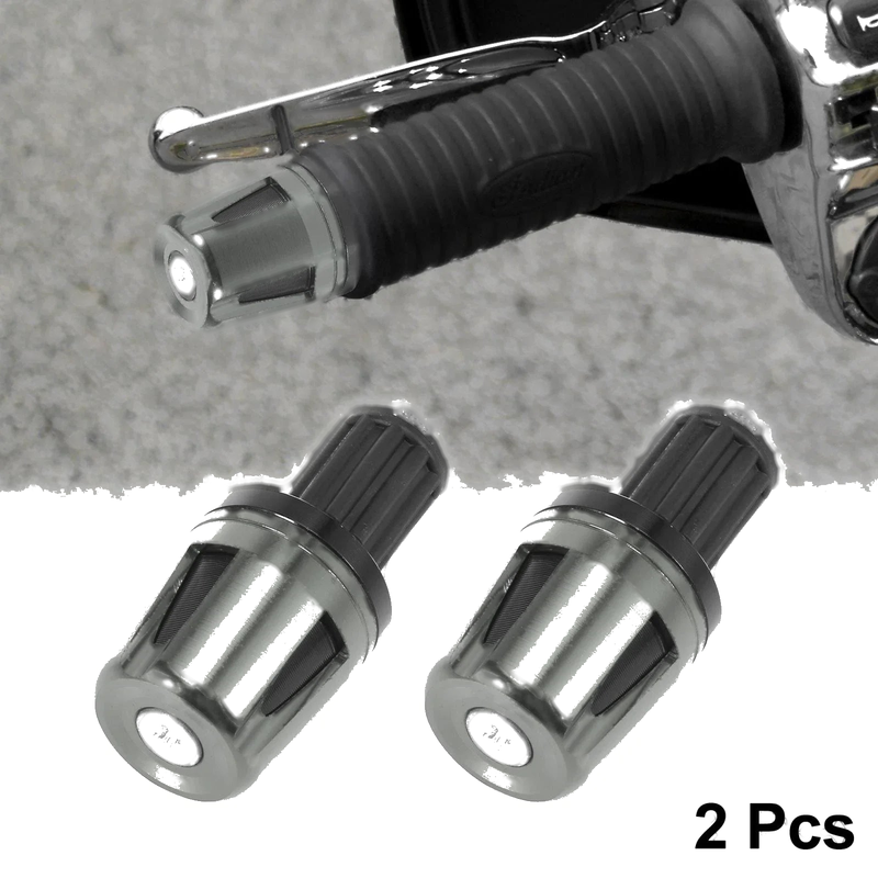 Motorcycle Gray New Pair Universal 17mm Hand Grips End Caps Plug