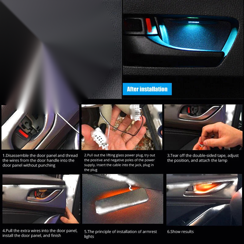 Interior Decor Ice Blue LED Car Door Handle & Armrest Lights