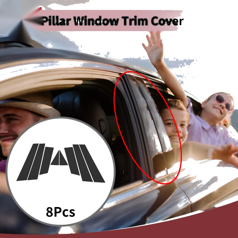 Nissan Murano (2015-2023) Black Front Rear Door Pillar Window Trim