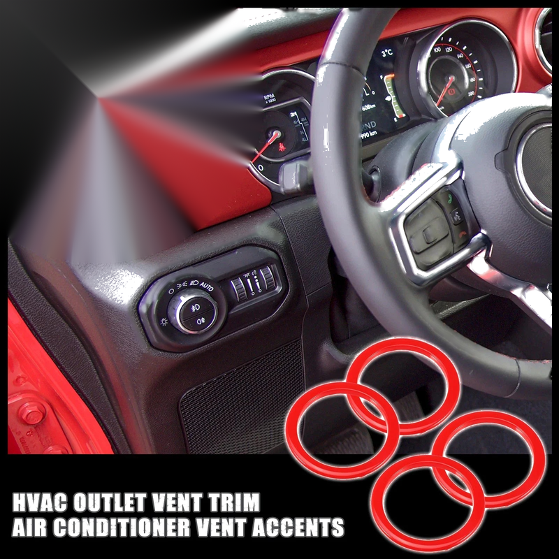 Jeep Wrangler 4 x Air Conditioner Vent Accents Outlet Frame Covers (2018-2023)