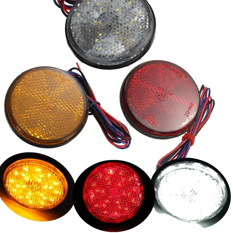 Motorcycle Truck Trailer Car Round LED Reflector Tail Brake Stop Light