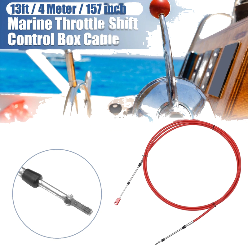 1 Pcs 13ft Marine Throttle Shift Control Box Cable with Clevis Red
