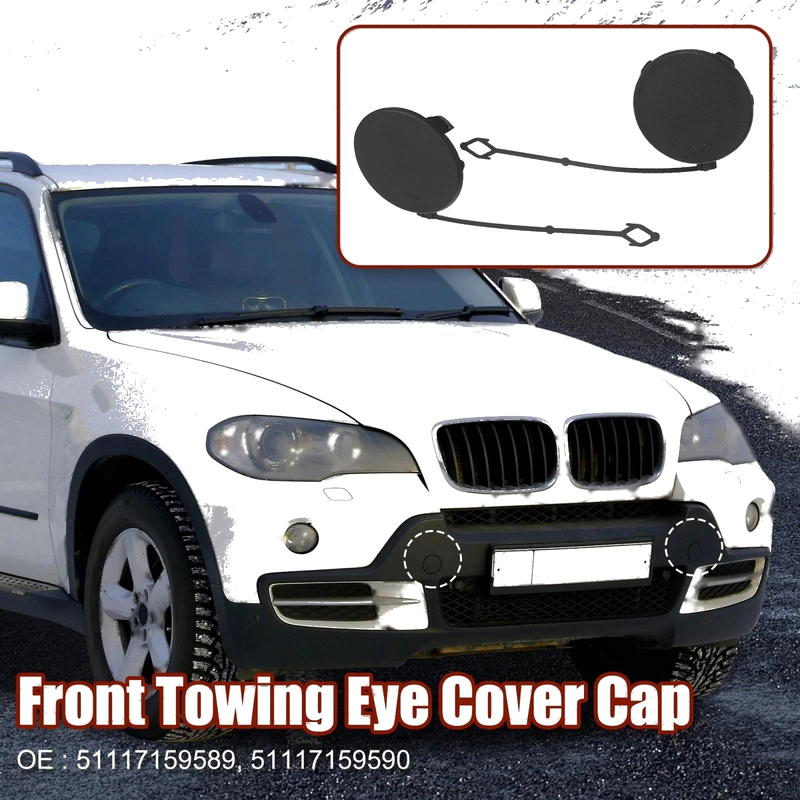BMW X5 Pair Tow Hook Cover Cap Front Bumper (2006-2010)