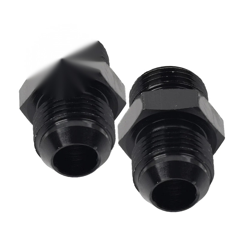Black Aluminum AN8 Flare to 10AN ORB Male Fitting Adapter w/ O-Rings