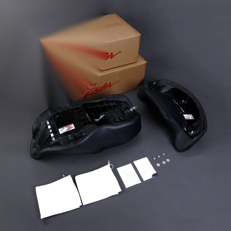 Harley Street Glide Black Red Driver Passenger Seat Backrest Pad (2014-23)