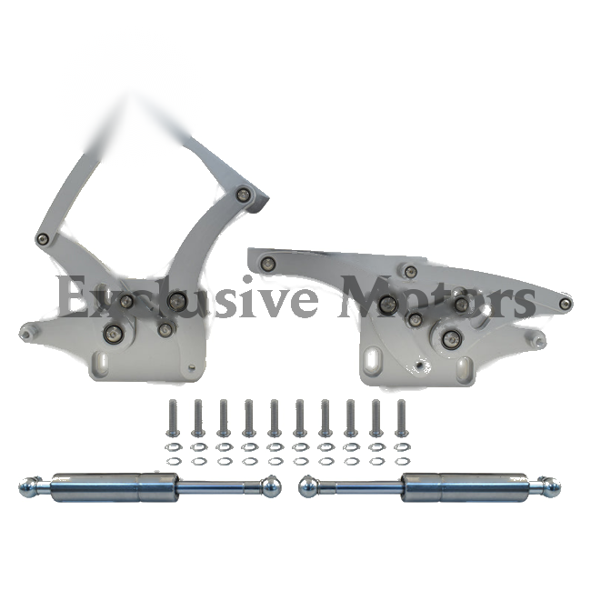 Ford Mustang Bonnet Hinge Kit Silver Billet Aluminum (1964-1966)