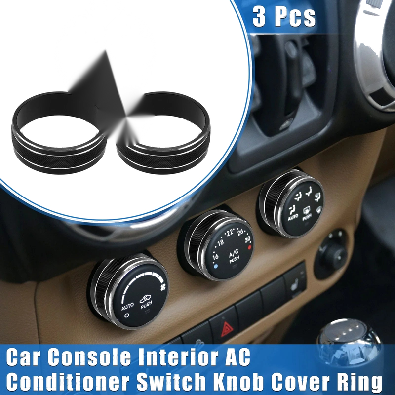 Jeep Wrangler JK JKU 3pcs Car AC Switch Knob Cover Ring (2011 - 2018)