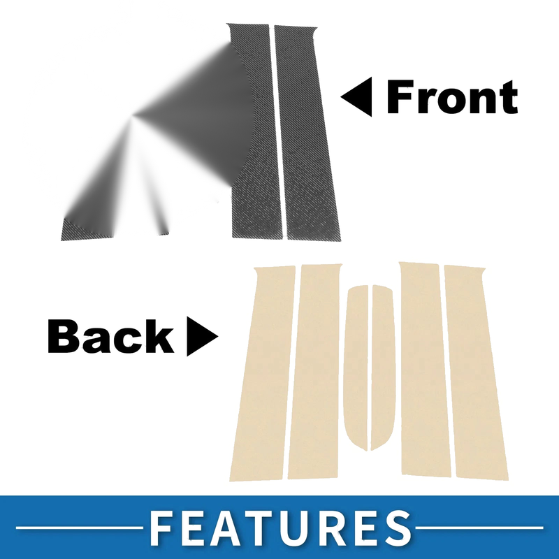 Ford Ranger Carbon Fiber Black 6 Pcs Door Pillar Window Trim