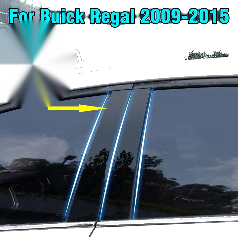 Buick Regal 6 x Glossy Black Window Pillar Posts Door Trim Cover (2009–2015)