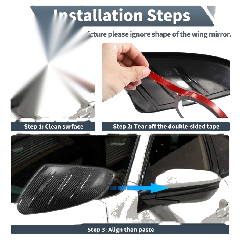 Hyundai Tucson Rearview Mirror Cover Overlay Black Carbon Fiber (2022-2024)