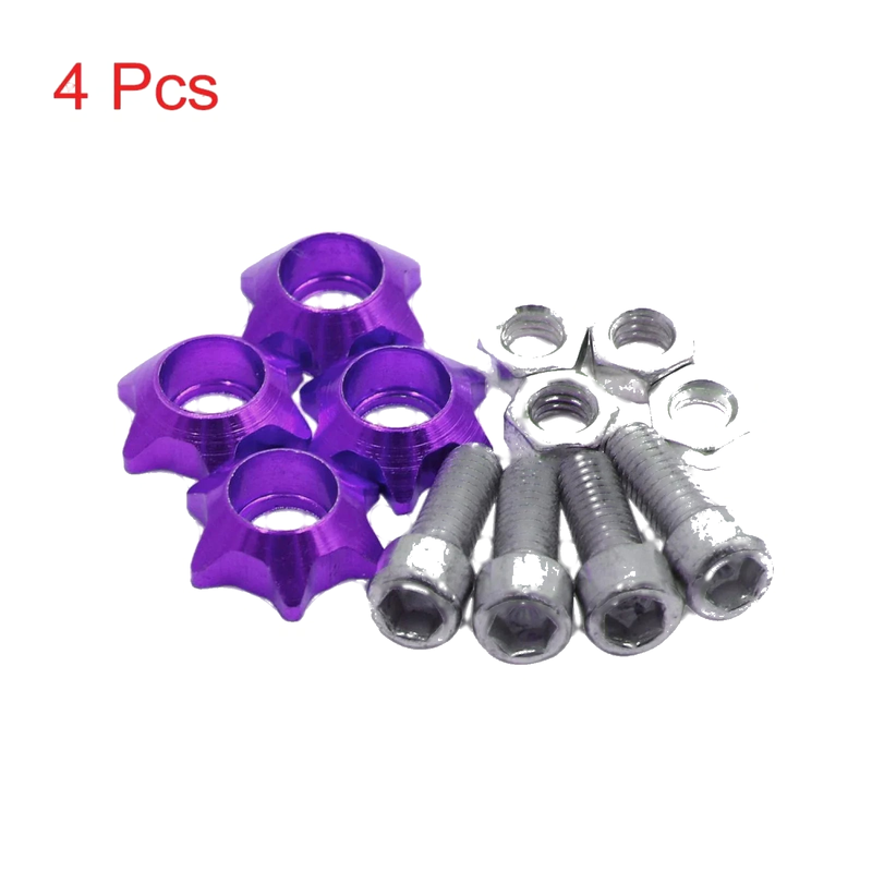Motorcycle 4Pcs / 6mm / Purple Metal Hexagon License Plate Bolts