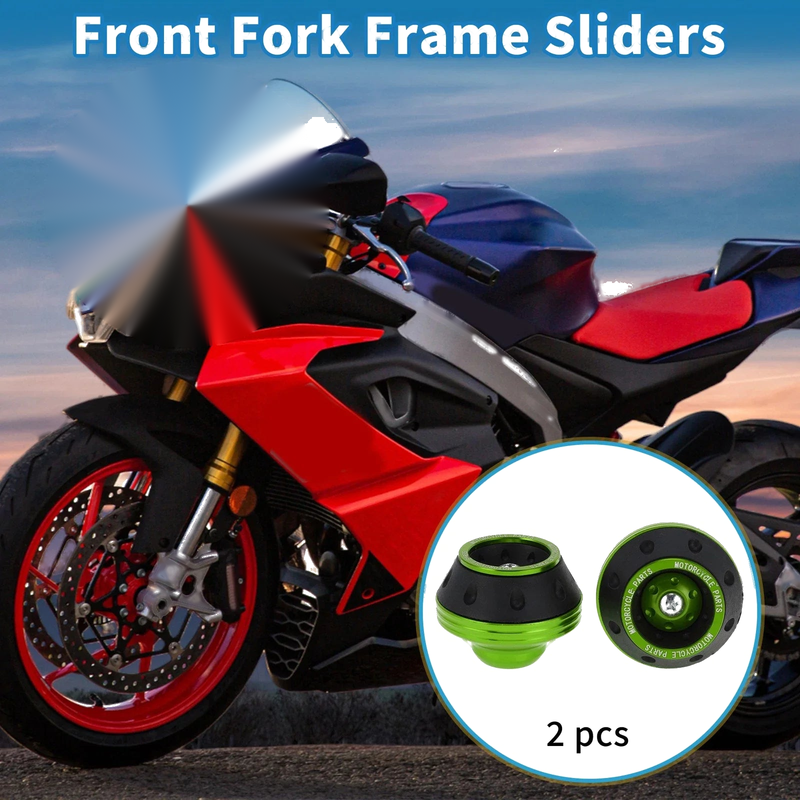 Motorcycle Front Fork Frame Slider 2x Aluminum Alloy Green