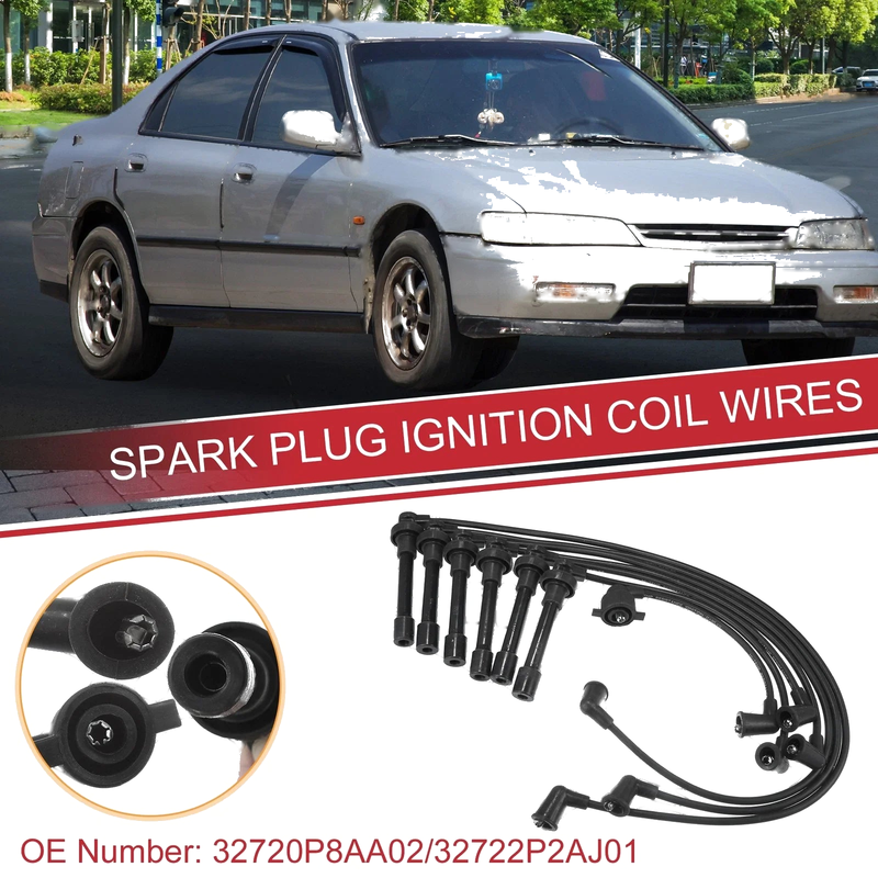 Honda Accord 7pcs Spark Plug Wire Ignition Coil Cable (1998-1999)