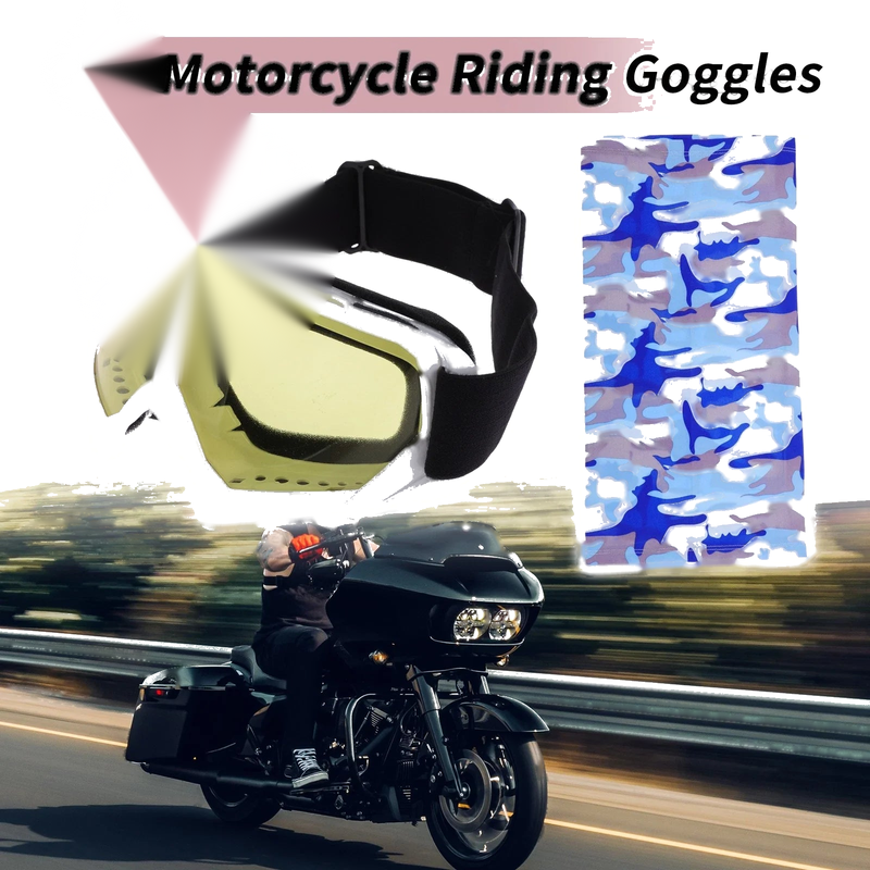1 Set Motorcycle Riding Goggles Yellow Lens White Frame PC Cycling Sunglasses