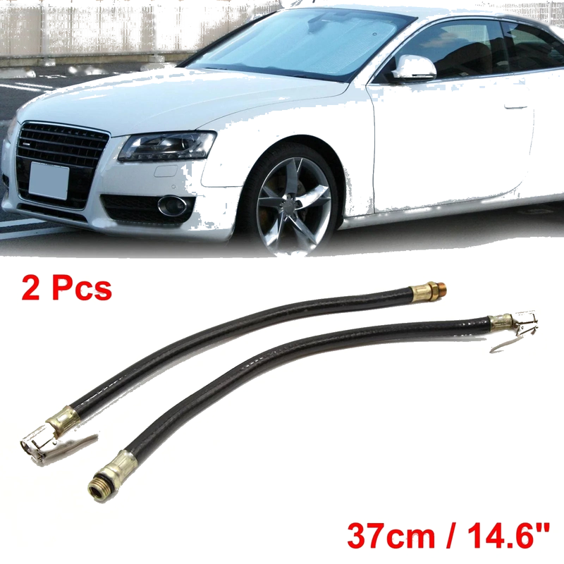 Car Motorcycle 2Pcs Rubber Air Hose Clip-On Chuck Tire Inflator