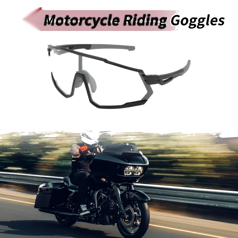 Motorcycle Goggles Clear Lens Black Frame Cycling UV400