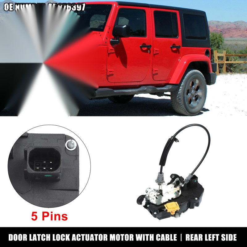 GMC Sierra 1500 Rear Left Door Lock Actuator Motor with Cable (2007-2013)