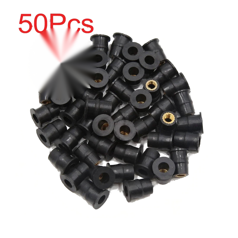 Motorcycle Well Nuts 50Pcs Black Rubber Windscreen Windshield