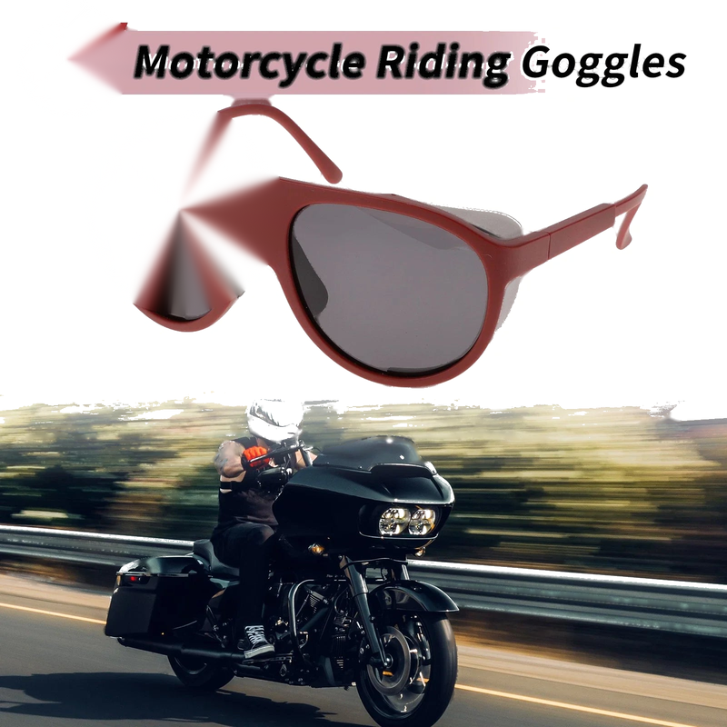 Motorcycle Riding Goggles Deep Gray Lens Wine Red Frame Tri-acetel Cellulose