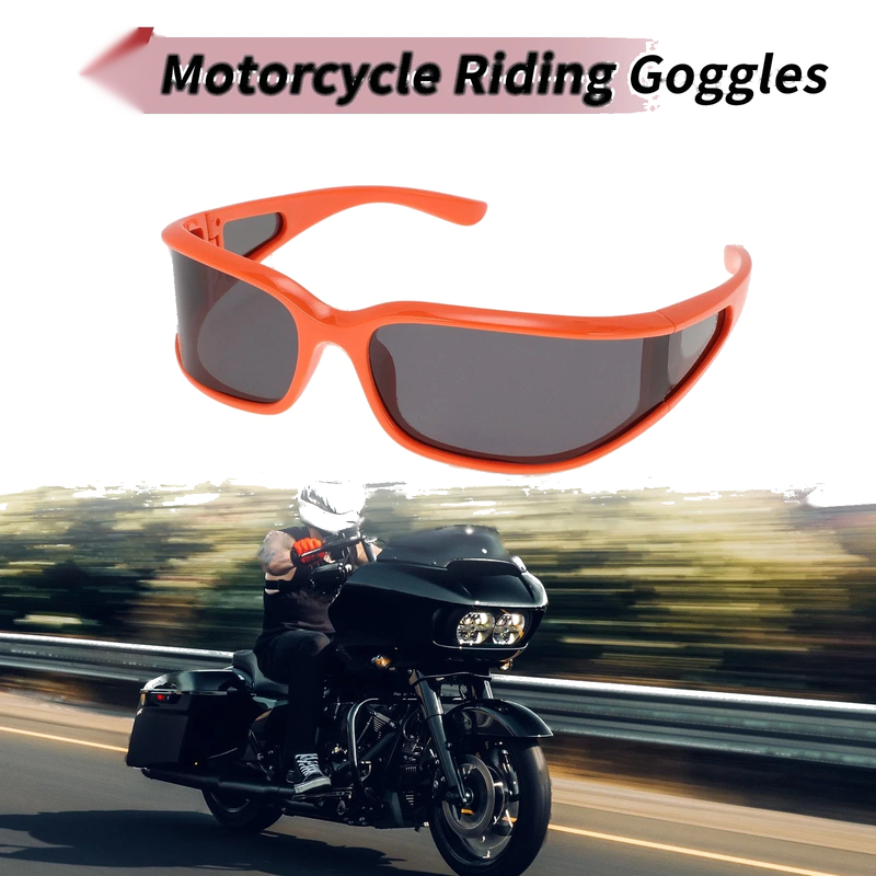 Motorcycle Riding Goggles Gray Lens Orange Red Frame Tri-acetel Cellulose
