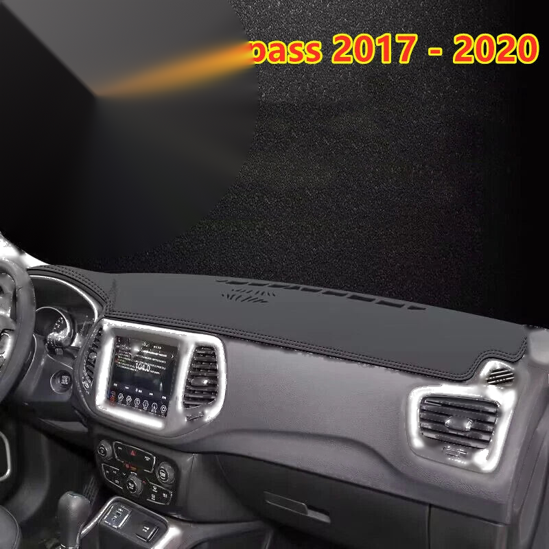 Jeep Compass Leather Dashboard Cover Dash Protector Mat Black (2017–2020)