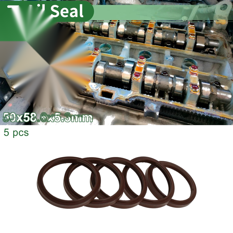 Make Model Oil Seal 50x58.6x5.3mm Brown 5 Pcs