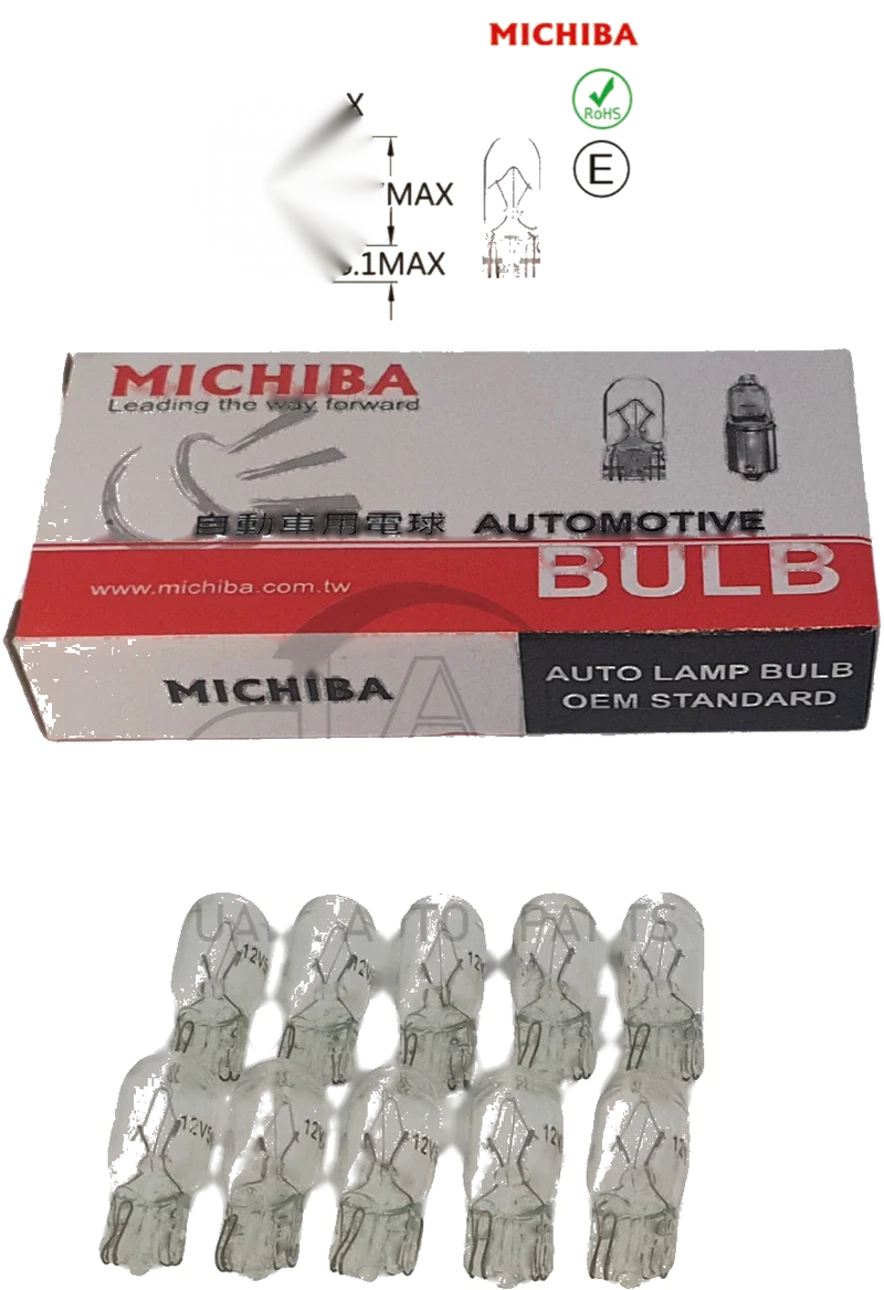 MICHIBA Interior Rego Light Park Lamp x10 T10 W5W Halogen Globe 12V 5W
