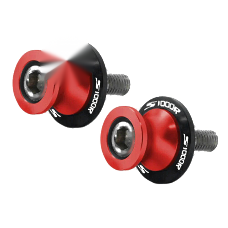 BMW S1000R S1000RR (2014-2018) Red Swingarm Spools 2 x M8 Screws