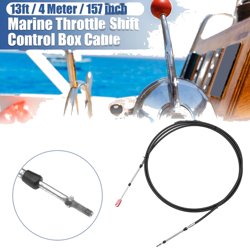 Make Model Marine Throttle Shift Control Box Cable with Clevis Black