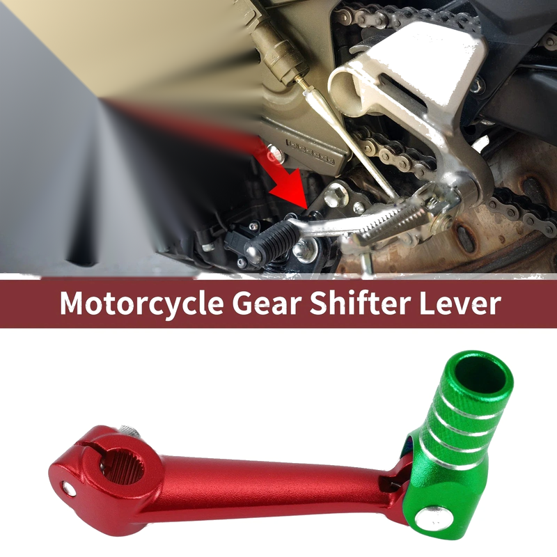 Bosuer M5 Red Green Silver Tone Folding Motorcycle Gear Shift Lever