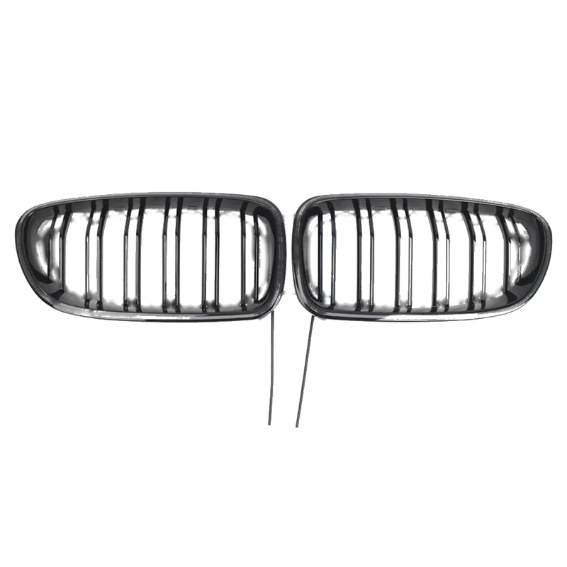 BMW 5-Series Glossy Black Front Kidney Grille with Light Strip (2010-2016)
