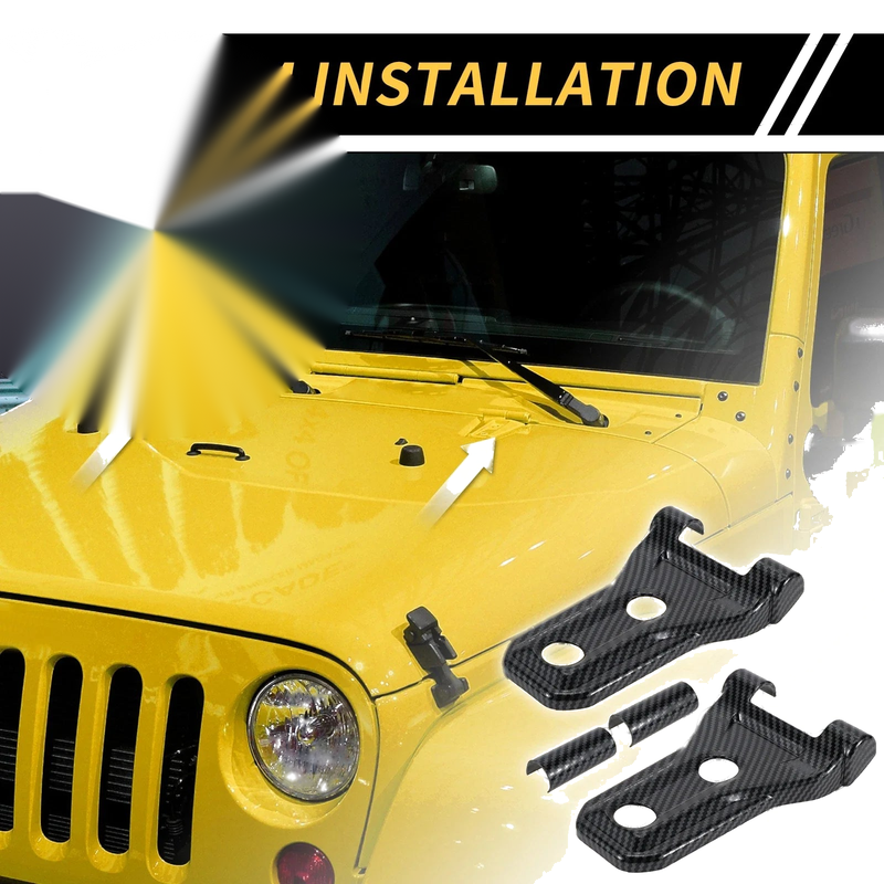 Jeep Carbon Fiber Black Front Engine Hood Hinge Cover Trim (2018-2023)