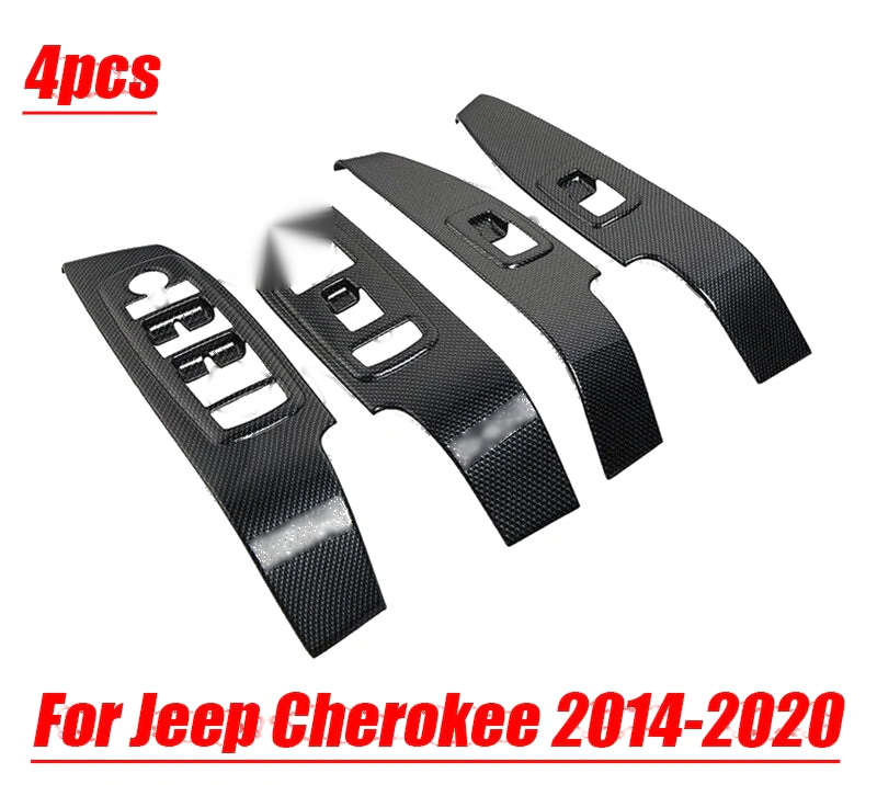 Jeep Cherokee 4 x Carbon Fiber Window Lock Panel Trims (2014–2020)
