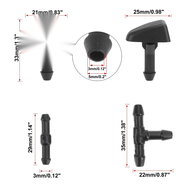 Volvo V50 C70 S40 7pcs Windshield Wiper Fluid Squirter Nozzles (2004-2013)