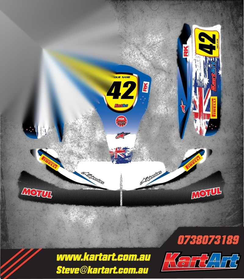 AUSSIE PRIDE TonyKart OTK M4 KART ART Sticker Kit Decals Graphics