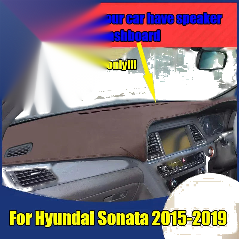 Hyundai Sonata RHD / Brown Leather Dash Protector Mat Pad (2015–2019)