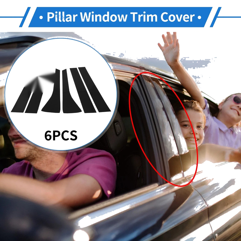 Hyundai Palisade 6 Pcs Black Door Pillar Window Trim (2020-2023)