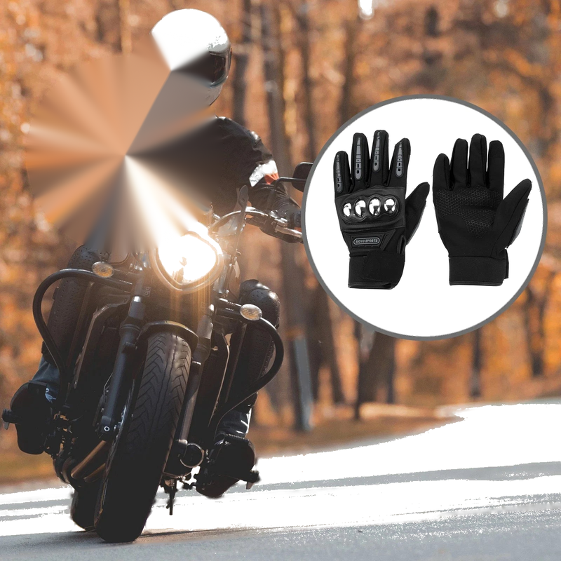 1 Pair Motorcycle Gloves Breathable Heat Dissipation Finger Black Polyester