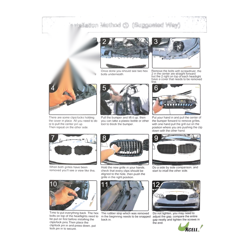 BMW X5 (2000-2006)  Slats Glossy Black Front Upper Bumper Grille