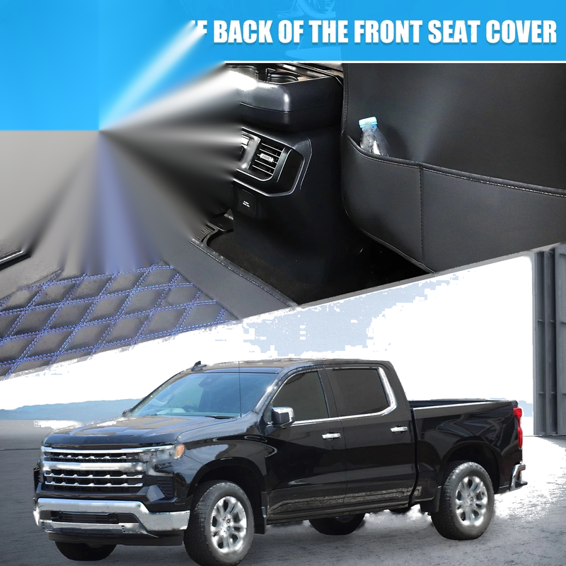GMC Sierra Black Blue 5 Pcs Front & Rear Seat Covers