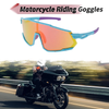 Motorcycle Riding Colorful Lens Blue Red Frame Tri-Acetyl Cellulos Goggles