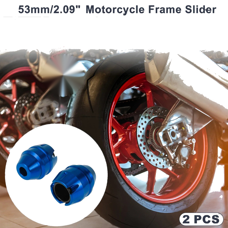 Motorcycle 16mm Aluminum Alloy Motorcycle Slider Frame 2 x Blue