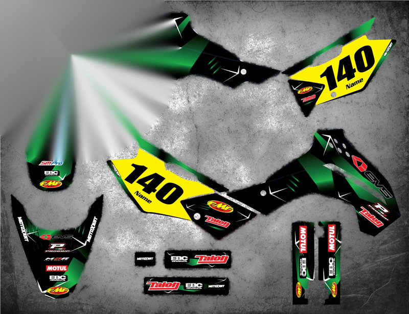 Kawasaki KLX 140 (2008-2019) BARBED STYLE Custom Graphics Full Kit