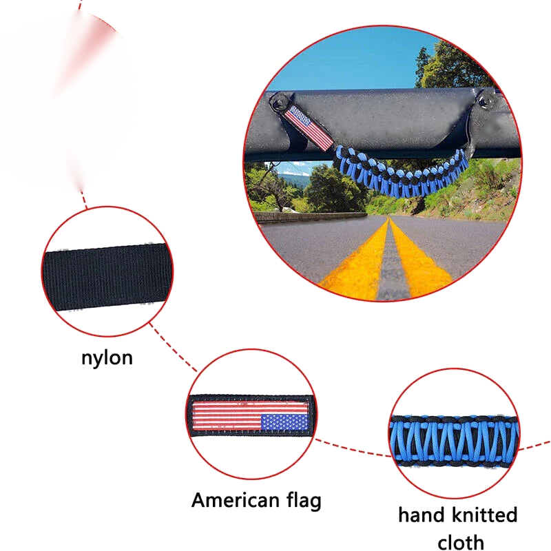 Ford Bronco US Flag 4 x Blue Roll Bar Grab Handle Grip (2021-2022)