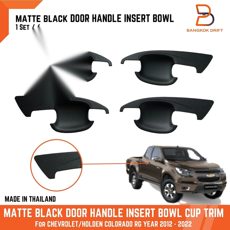 Holden Colorado Ute Matte Black Door Handle Insert Bowl Trim (2012-2022)