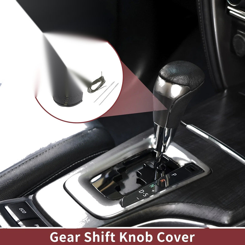 Hyundai Sonata 2011-2014 Black Gray Faux Leather Car Gear Shift Knob Cover