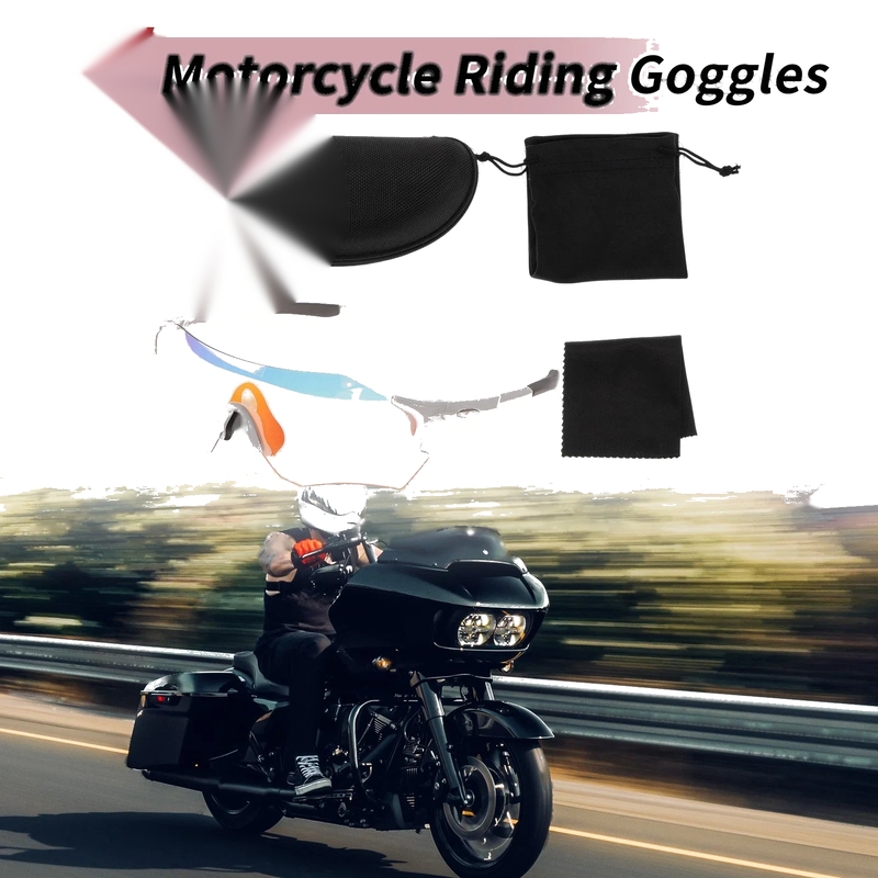 1 Set Motorcycle Riding Goggles Light Red Lens White Gray Frame PC TPU