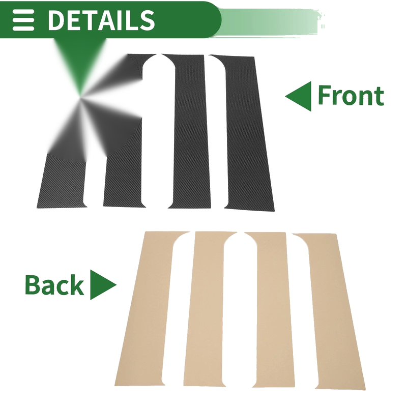 Ford F-250 (1999-2014) Carbon Fiber Black 4pcs Door Pillar Window Trim
