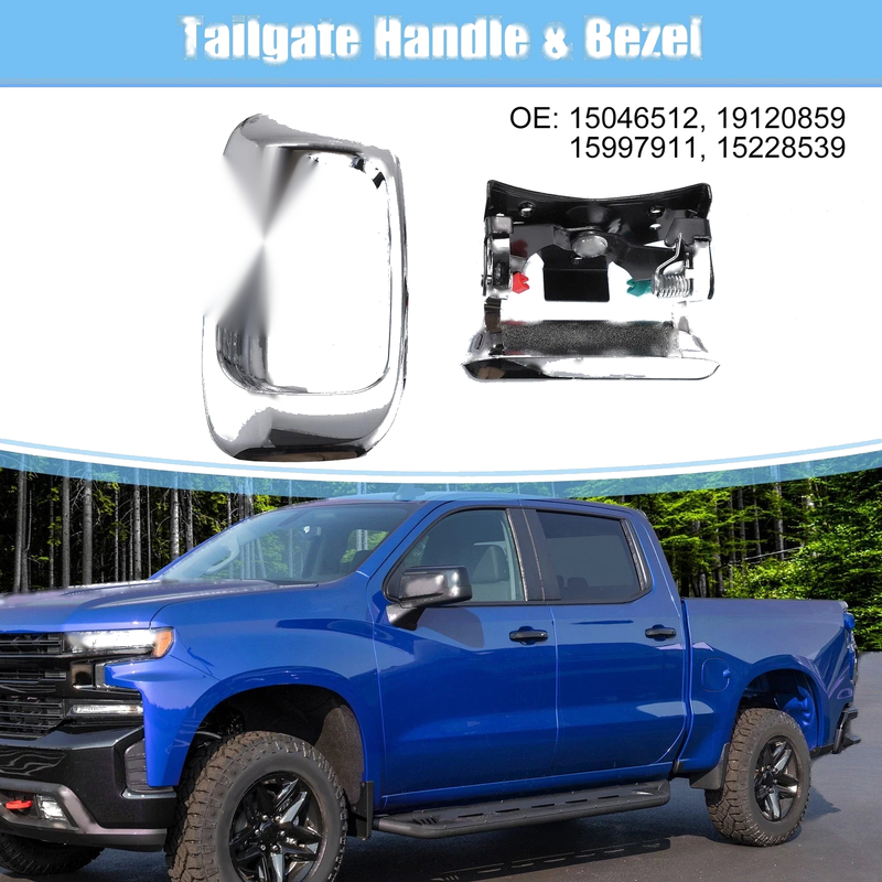 Chevrolet & GMC Set Chrome Tailgate Tail Gate Handle & Bezel